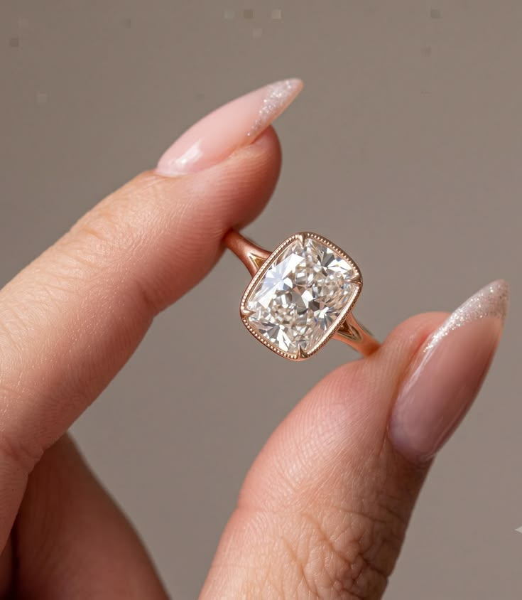 Elongated Cushion Cut Rings
